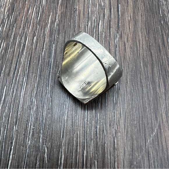 VINTAGE Skull Biker Ring • Red Eyes • Silver Tone • Mexico • Size 10 - Picture 3 of 10